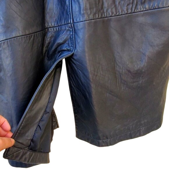 Vintage Colebrook Mens Long Black Leather Duster Coat L to XL Bomber - Picture 12 of 15